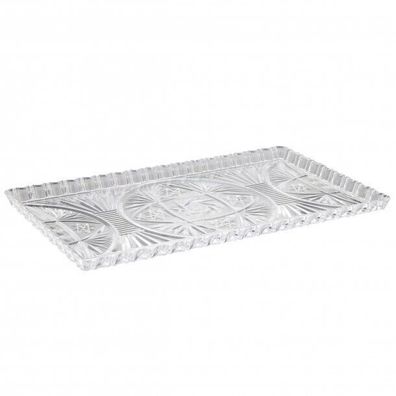 Kuchenplatte 34 x 17 cm Kuchenteller Kuchen Platte Kristalloptik Kunststoff