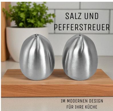 Salz Pfeffer Streuer Gewürzstreuer Ei Eiform Edelstahl Gewürzeier Salzstreuer
