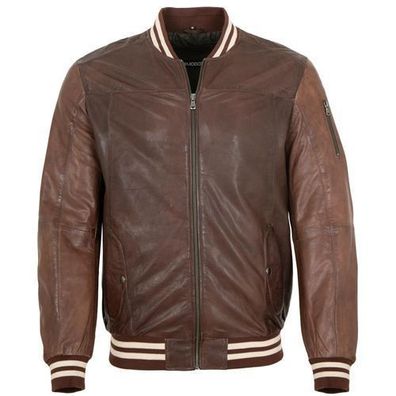 MADDOX - Herren Lederjacke Blouson Lammnappa dunkelbraun
