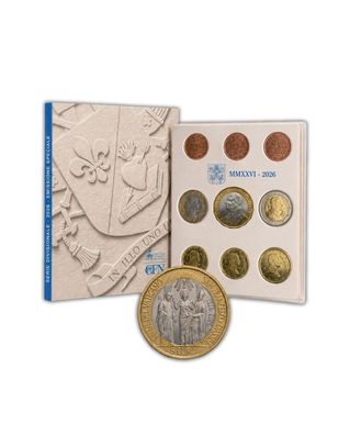 Original KMS 2026 Vatikan + 5 euro Papst Leo im Folder 1 cent-2 euro im Folder - VVK