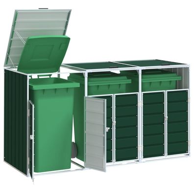 Grün Mülltonnenbox 3 Tonnen 216x81x115 cm Stahl
