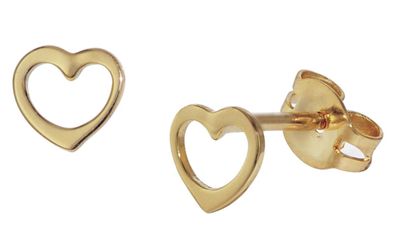 trendor Schmuck Kinder-Ohrringe für Mädchen Gold 333 Offenes Herz 35818