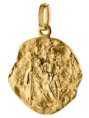 trendor Schmuck Anhänger Christophorus Gold 585 (14 Karat) Ø 16 mm 75256