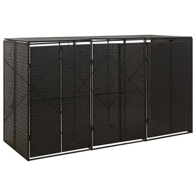 Schwarze Mülltonnenbox für 3 Tonnen 207x80x117 cm Poly Rattan