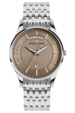 Jacques Lemans Herren-Armbanduhr Quarz Stahl/Braun 1-2193L