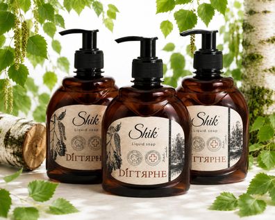 3x300ml Shik Birken Teer Flüssige Seife Birkenteer Soap Birken Teer Körper Birch Tar