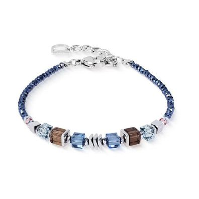 Armband - Edelstahl - Rauchquarz Blau Grau