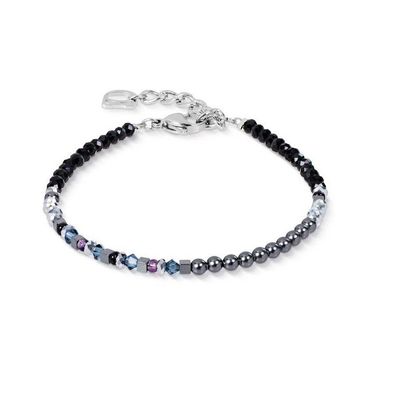 Armband - Edelstahl - Grau-Schwarz Perlen