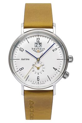 Bauhaus Herrenuhr Quarz Pure Dual Time Cognacfarben 2144-1