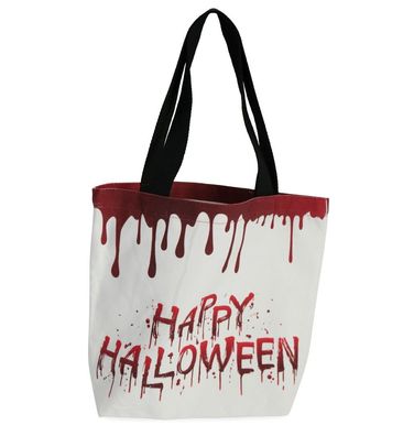 narrenwelt Halloween-Tasche weiß mit Blut Beutel Henkeltasche Zombietasche