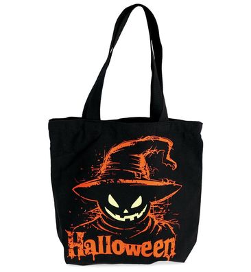 narrenwelt Halloween-Tasche schwarz mit Kürbis Monster Beutel Zombietasche