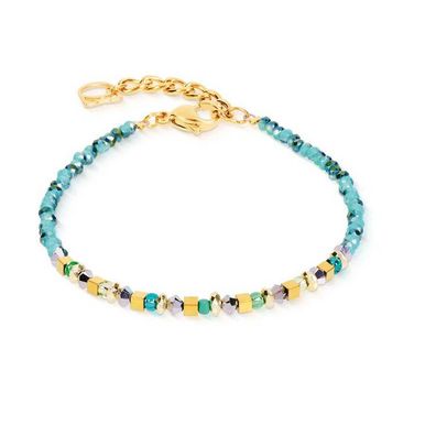 Armband - Edelstahl Gold - Beads Hämatit türkis