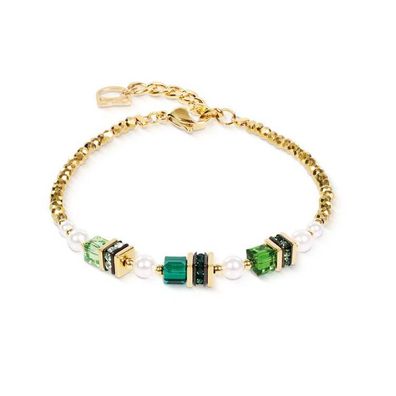 Armband - Edelstahl Gold - Small Cubes Grün