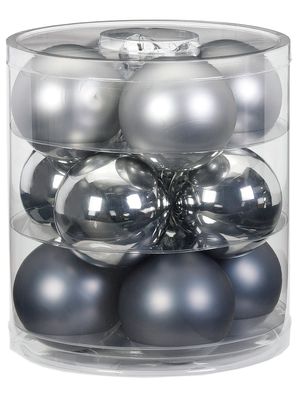 Weihnachtskugeln 12 Stk 8cm Hazy Grey Inge-Glas