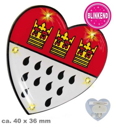 narrenwelt Blinkie Köln Herz blinkend mit 5 LED`s Anstecker Kostüm Accessoire