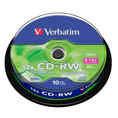 CD-RW Verbatim 700MB 10pcs Pack 12x Spindle Scratchresist retail