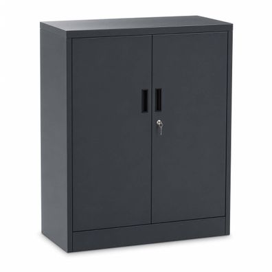 Wiltec Aktenschrank Stahl 80x40x92cm Anthrazit Büroschrank Metallschrank Ordner