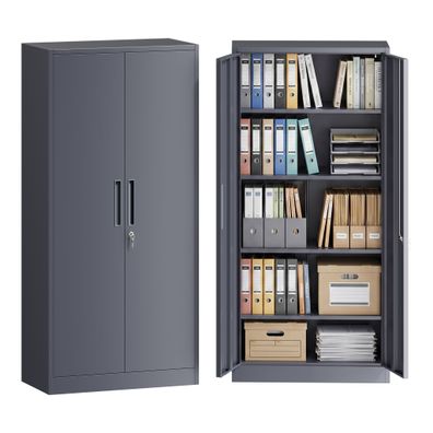 Wiltec Aktenschrank Stahl 78x39x170cm Anthrazit Büroschrank Metallschrank Ordner