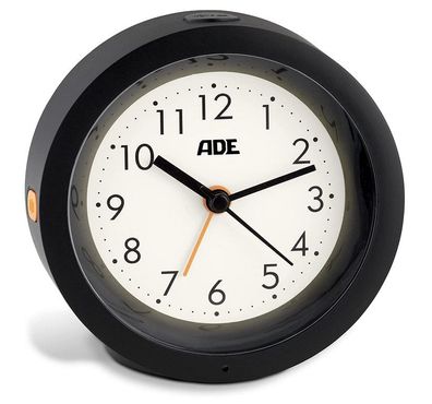 ADE CK 1719-2 Analoger Wecker geräuschloser Reisewecker schwarz