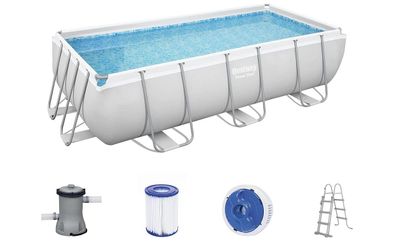 Bestway Power Steel Frame Pool-Set mit Filterpumpe 404 x 201 x 100 cm , lichtgrau