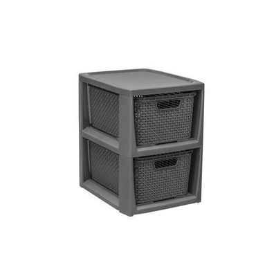 Rattan Korbregal Badregal mit 2 Körben Schubladen Badezimmer Regal Körben BranQ