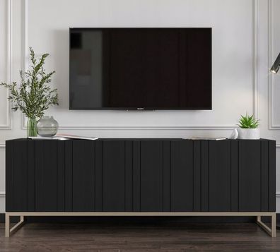 TV-Schrank Glamour RTV Fernsehschrank Modern TV-Lowboard 150 cm Schwarz matt
