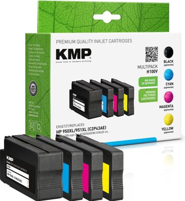 KMP Multipack H100V schwarz, cyan, magenta, gelb Tintenpatronen ersetzen HP Officejet