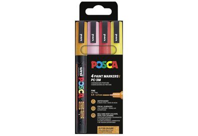 Uniball Marker UNI POSCA PC-3M 4er Set Glitter w 666298