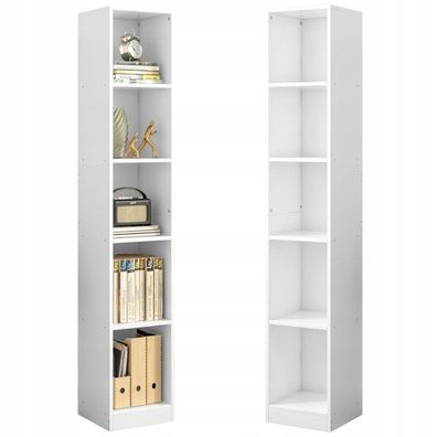 Hohes, weißes Bücherregal für Ordner, Büro, Wohnzimmer, Loft, 182 cm