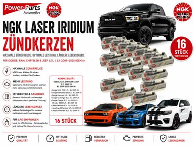 Zündkerzen 16 Stk 5.7L Dodge RAM Challenger Charger Grand Cherokee Bj:09-25 (Laser