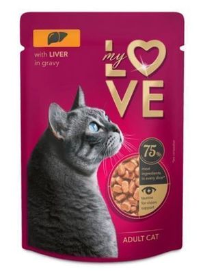 MY LOVE Katzenfutter im Beutel, 85 g – Leber in Soße
