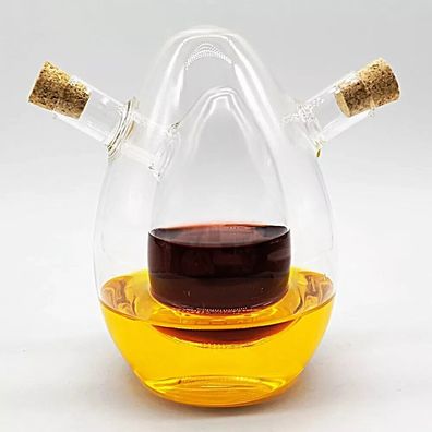 2-in-1 Essig und Öl Spender aus Glas mit Korken zwei Kammern Ausgießer stilvoll