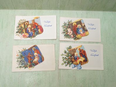 4 Geschenkanhänger England niederländisch Vrolyk Kerstfeest Krippe Weihnachten