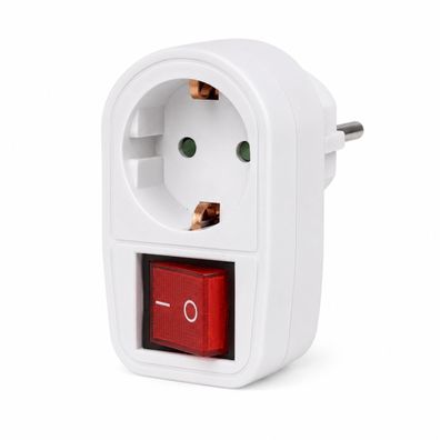 Arcas Schuko Zwischenstecker mit Schalter | 3500W | 16A | Weiß