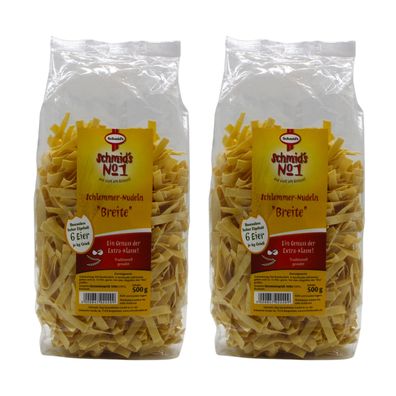 Schmid’s No.1 2er Bundle Schlemmer-Nudeln „Breite“ 8 mm – 2×500 g | Kochfest
