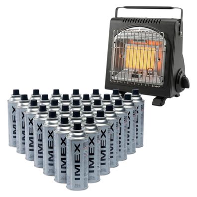 IMEX Gasheizung 1,7 kW inkl. 28 Gaskartuschen mit ODS