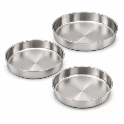 IMEX Tepsi Backblech 3er Set Edelstahl Rund 28/32/36 cm