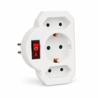 Arcas Zwischenstecker 2 + 1 mit Schalter | 3500W | 16A | Weiß