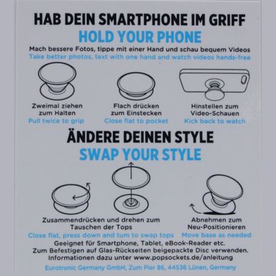 PopSockets PopGrip Premium PG-Irid Cnft-Oil Slick-BK | Schwarz-Glitzer