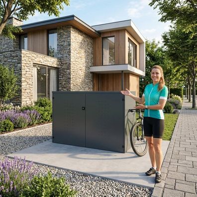 Fahrradgarage für 2?3 Fahrräder oder E-Bikes | Pultdach | Aluminium Anthrazit RAL 701