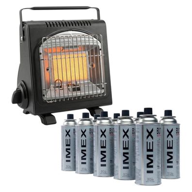 IMEX Gasheizung 1,7 kW inkl. 8 Gaskartuschen mit ODS & Kippschutz