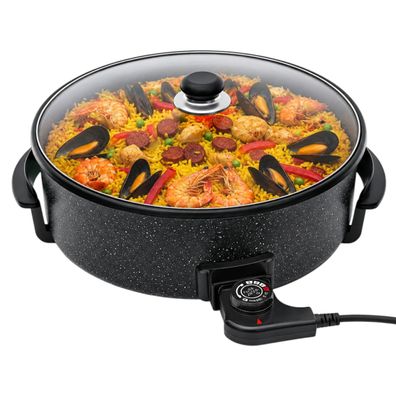 SHOV Elektrische Pizzapfanne Ø36 cm – 1500 W, Glasdeckel & Thermostat