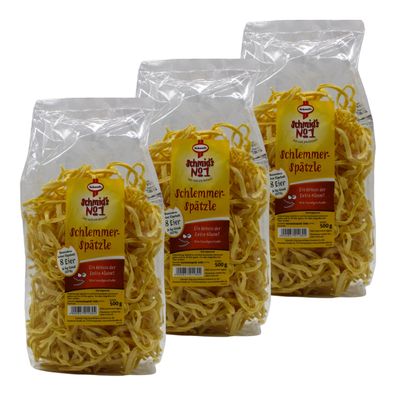 Schmid’s No.1 Schlemmer-Spätzle 3×500 g – Schwäbische Art | Handgeschabte Optik