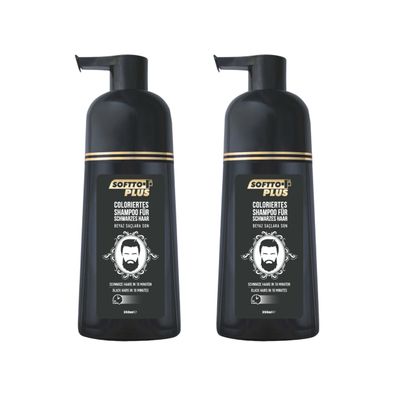 2 x Softto+ Plus Black Hair Shampoo – Abdeckung weißer & grauer Haare | 700ml