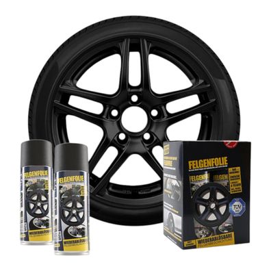 mibenco Felgenfolie-Set 4×400 ml Schwarz Matt – Sprühfolie für Felgen