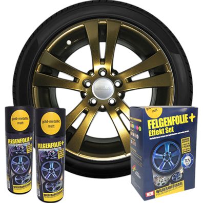 mibenco Felgenfolie + Effekt Set 2×400 ml Gold Metallic – Sprühfolie
