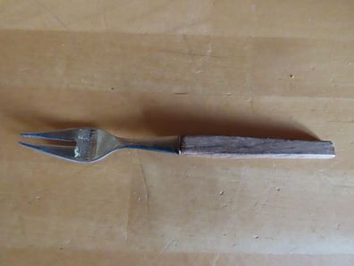 Besteckteil kleine Gabel mit braunem Holzgriff BEA Silverstar Service ca. 15cm L