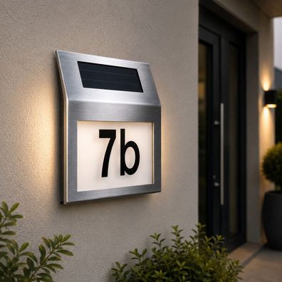 Solar Hausnummer mit LED-Beleuchtung - Edelstahl