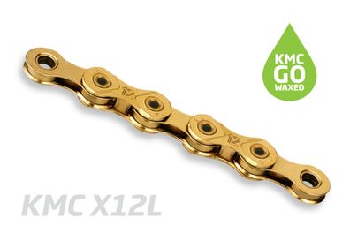 KMC Kette X12L, 12-fach, 126 Glieder, Ti-N Gold, waxed