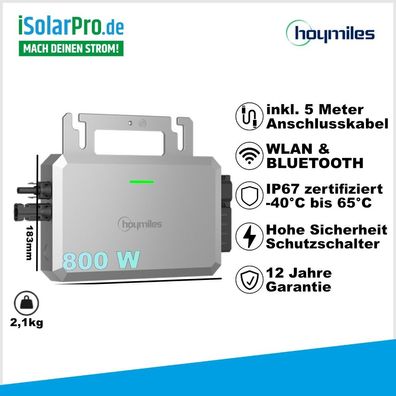 800W Hoymiles HF-800-WB Mikro Wechselrichter + 5m Flex S3 Plug and Play Kabel